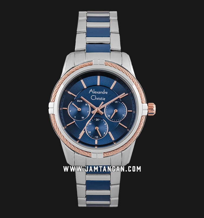 Alexandre Christie AC 2843 BF BTUBU Blue Dial Dual Tone Stainless Steel Strap