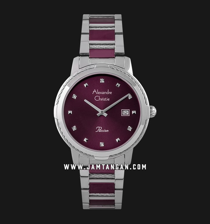 Alexandre Christie Passion AC 2846 LD BTDRE Ladies Magenta Dial Dual Tone Stainless Steel