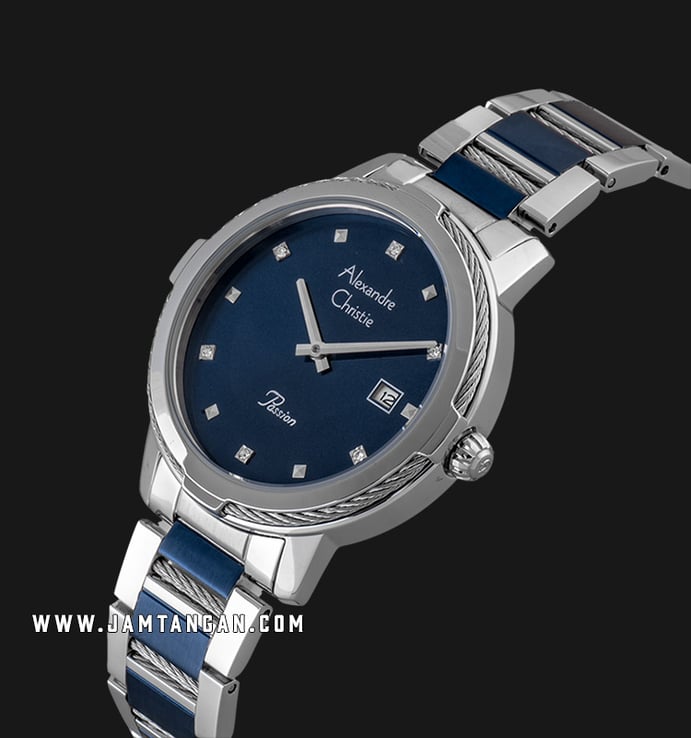 Alexandre Christie Passion AC 2846 LD BTUBU Ladies Blue Dial Dual Tone Stainless Steel