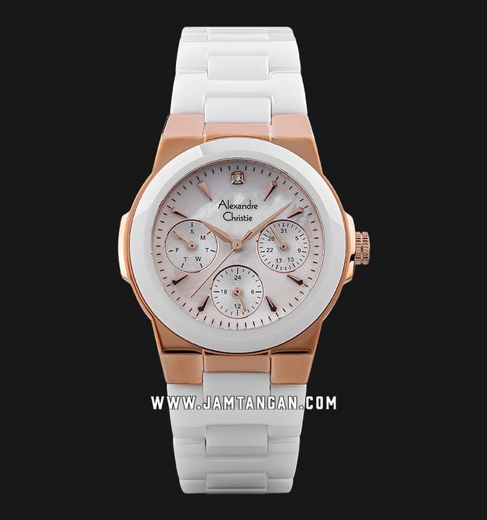 Alexandre Christie AC 2862 BF BRGMS Ladies Mother Of Pearl Dial White Acetate Strap