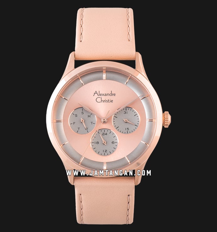 Alexandre Christie Classic AC 2868 BF LRGPN Ladies Rose Gold Dial Peach Leather Strap