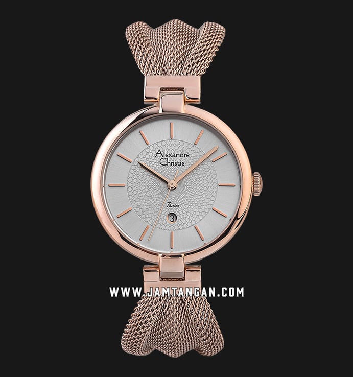 Alexandre Christie Passion AC 2872 LD BRGSL Ladies Silver Dial Rose Gold Stainless Steel Strap