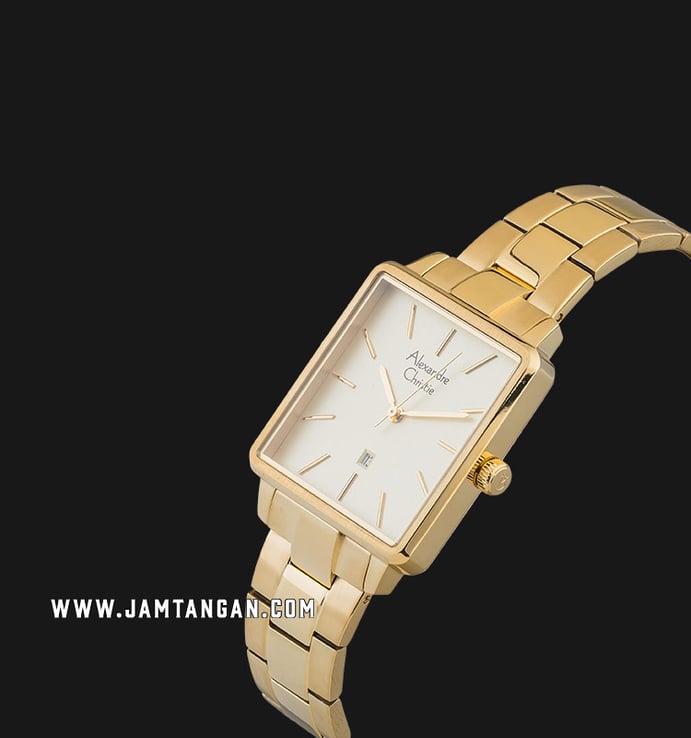 Alexandre Christie Classic AC 2878 LD BGPIV Ladies Gold Dial Gold Tone Stainless Steel Strap