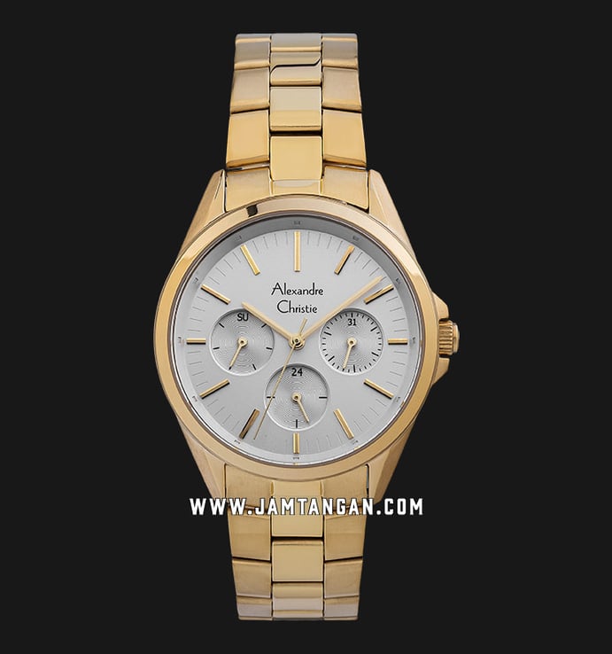 Alexandre Christie AC 2890 BF BGPSL Ladies Silver Dial Gold Stainless Steel Strap
