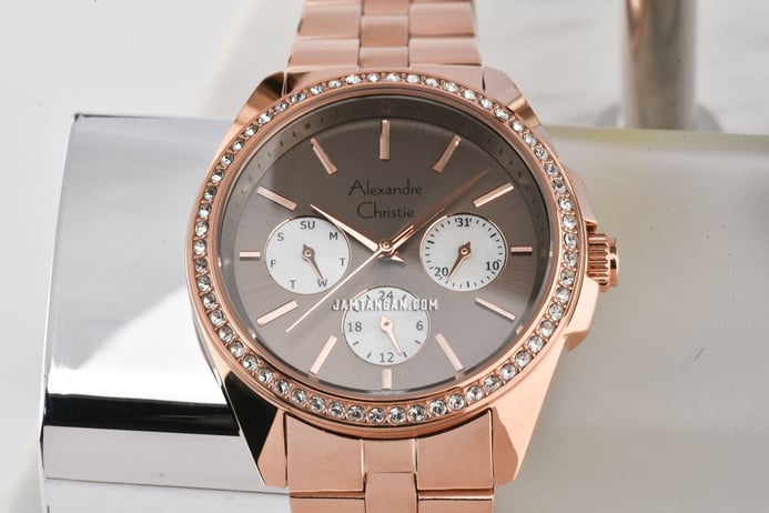 Alexandre Christie AC 2949 BF BRGDG Ladies Brown MOP Dial Rose Gold Stainless Steel Strap