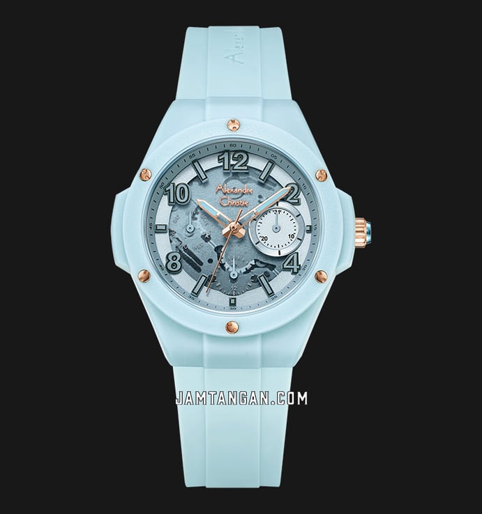 Alexandre Christie AC 2A02 BF RRGLB Ladies Transparency Dial Light Blue Rubber Strap