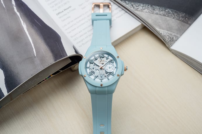 Alexandre Christie AC 2A02 BF RRGLB Ladies Transparency Dial Light Blue Rubber Strap
