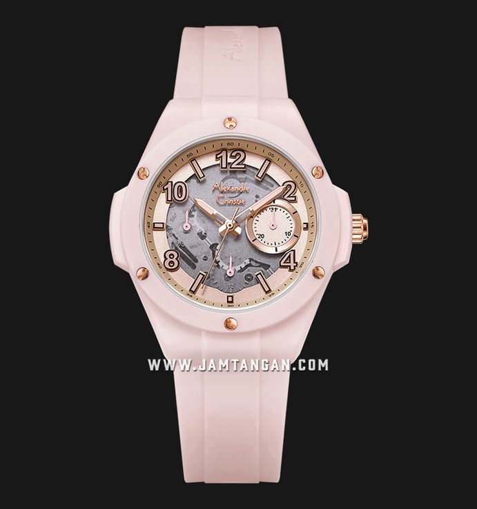Alexandre Christie AC 2A02 BF RRGPN Ladies Transparency Dial Pink Rubber Strap