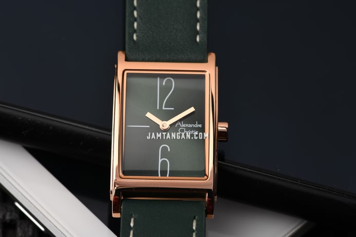 Alexandre Christie AC 2A05 LH LRGGN Ladies Green Dial Green Leather Strap