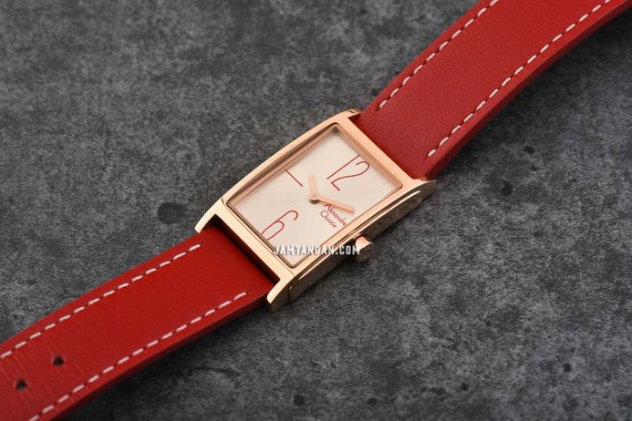 Alexandre Christie AC 2A05 LH LRGLNRE Ladies Light Rose Gold Dial Red Leather Strap