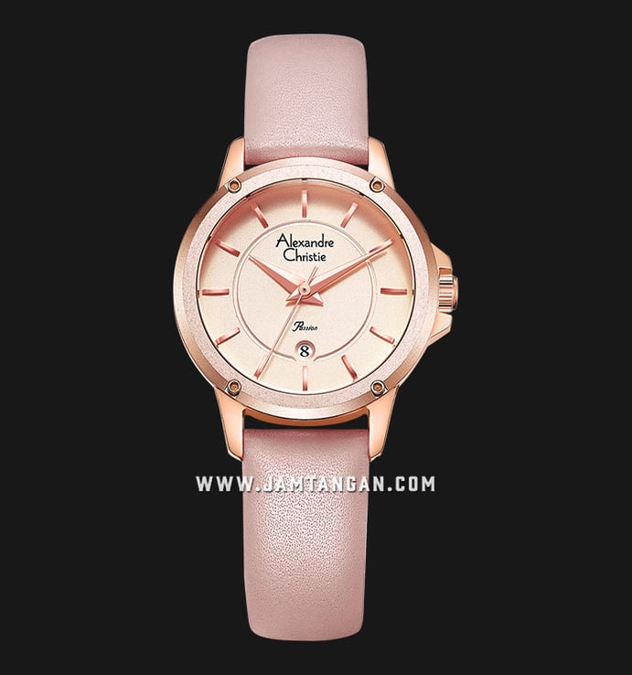 Alexandre Christie Passion AC 2A17 LD LRGRGPN Light Rose Gold Dial Soft Pink Leather Strap