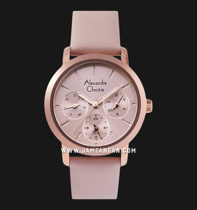 Alexandre Christie Passion AC 2A25 BF LRGLNPN Ladies Rose Gold Dial Leather Strap