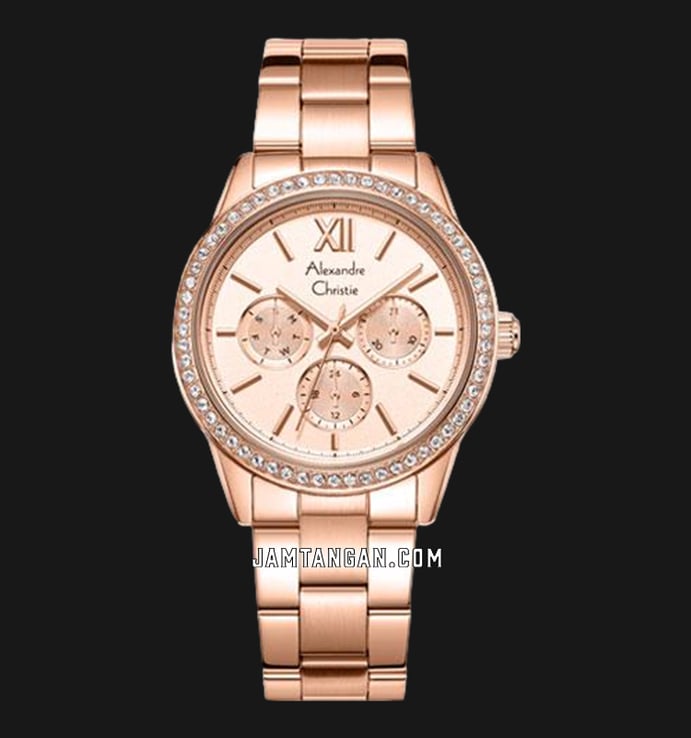 Alexandre Christie AC 2A46 BF BRGLN Ladies Rose Gold Dial Rose Gold Stainless Steel Strap
