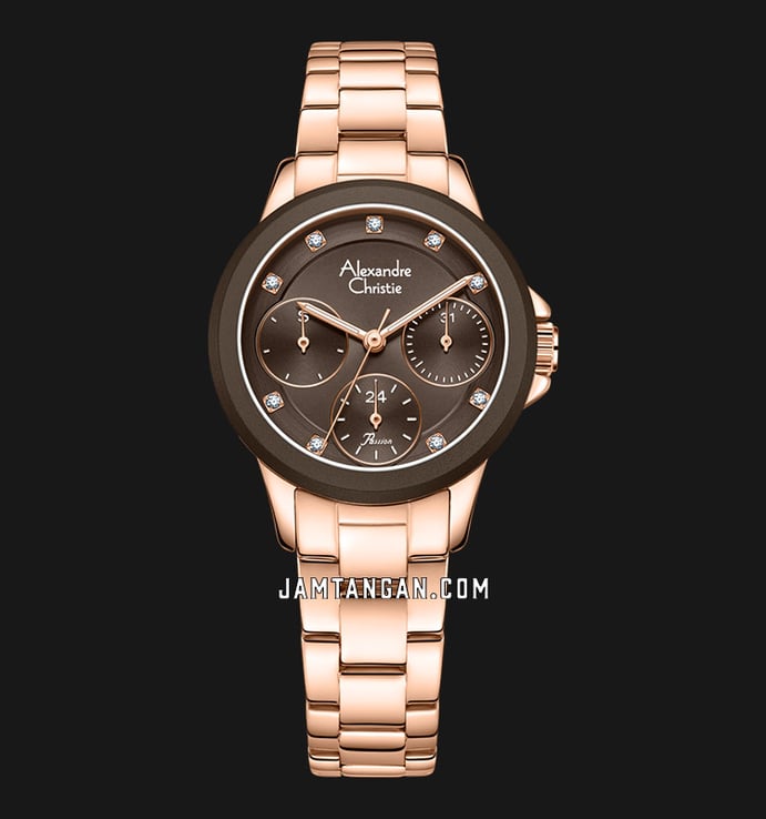 Alexandre Christie Passion AC 2A99 BF BRGDB Ladies Brown Dial Rose Gold Stainless Steel Strap