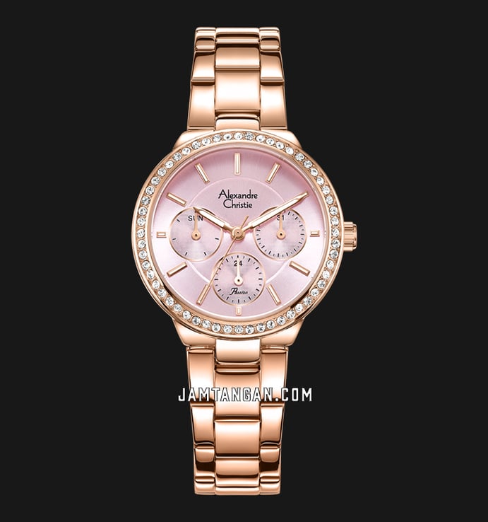 Alexandre Christie Passion AC 2B24 BF BRGPN Ladies Pink Dial Rose Gold Stainless Steel Strap