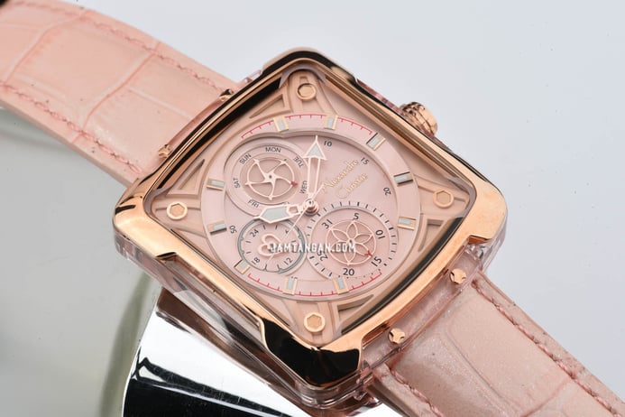 Alexandre Christie AC 3030 BF LRGPN Ladies Rose Gold Dial Pink Leather Strap