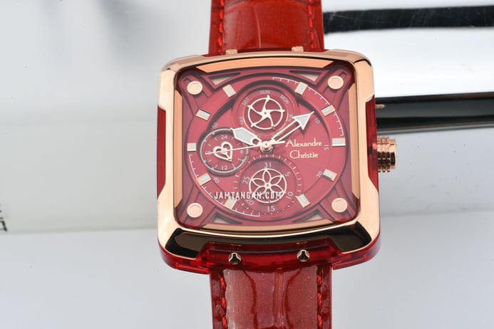 Alexandre Christie AC 3030 BF LRGRE Ladies Red Dial Red Leather Strap
