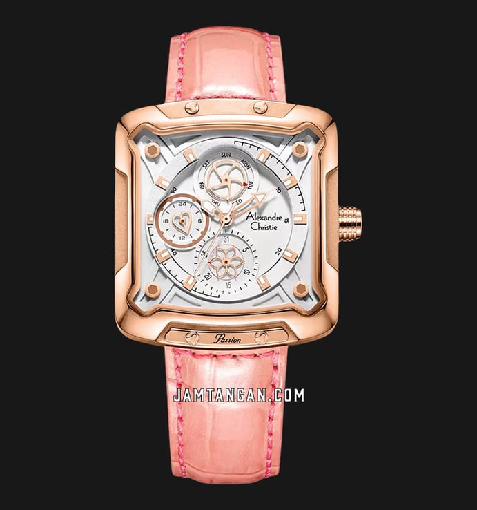 Alexandre Christie Passion AC 3030 BF LRGSLPN Ladies White Dial Pink Leather Strap