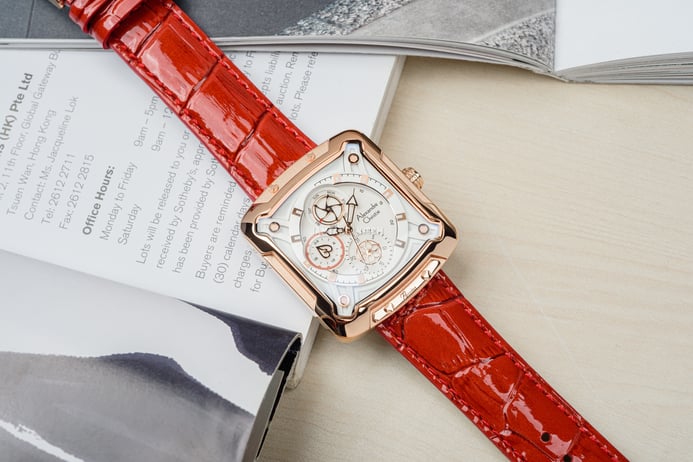 Alexandre Christie Passion AC 3030 BF LRGSLRE Ladies White Dial Red Leather Strap