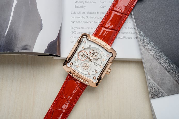 Alexandre Christie Passion AC 3030 BF LRGSLRE Ladies White Dial Red Leather Strap