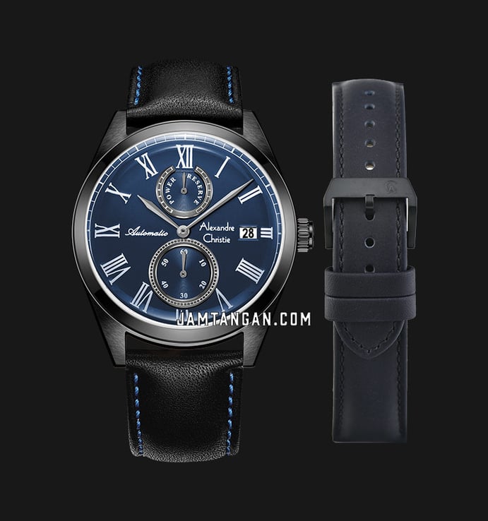 Alexandre Christie Automatic AC 3040 MA LIPBU Man Blue Dial Black Leather Strap + Ekstra Strap