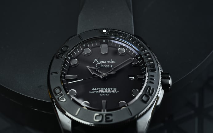 Alexandre Christie Automatic AC 3042 MA RIPBA Man Black Dial Black Rubber Strap + Ekstra Strap
