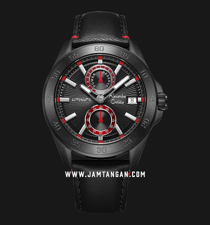Alexandre Christie Automatic AC 3045 MA LIPBARE Man Black Dial Black Leather Strap
