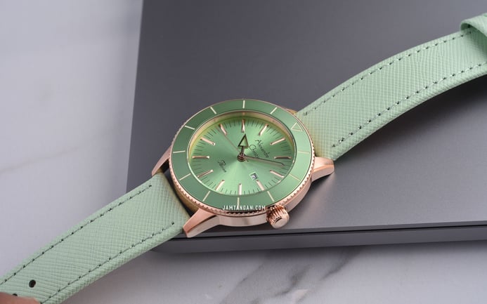 Alexandre Christie Passion AC 5002 LD LRGGN Ladies Light Green Dial Light Green Leather Strap