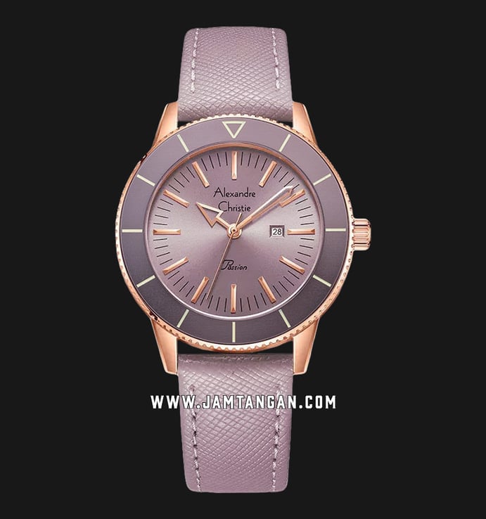 Alexandre Christie Passion AC 5002 LD LRGGR Ladies Grey Dial Grey Leather Strap
