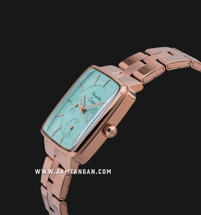 Alexandre Christie Multifunction AC 5003 BF BRGGN Green Dial Rose Gold Stainless Steel Strap