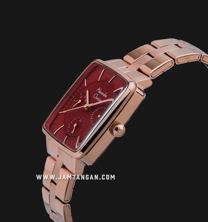 Alexandre Christie Multifunction AC 5003 BF BRGRE Red Dial Rose Gold Stainless Steel Strap