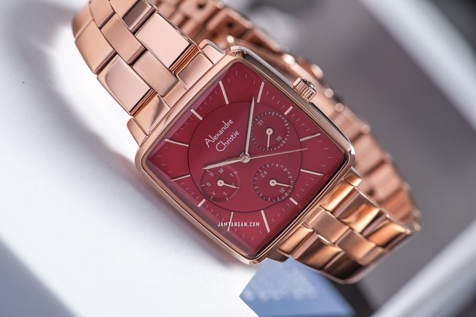 Alexandre Christie Multifunction AC 5003 BF BRGRE Red Dial Rose Gold Stainless Steel Strap
