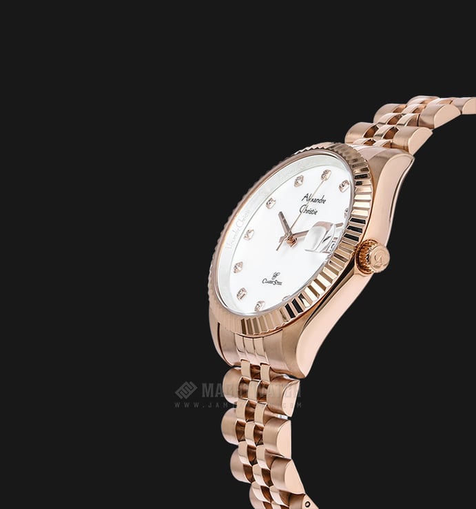 Alexandre Christie AC 5006 BRGMS Couple White Dial Rose Gold Stainless Steel Strap