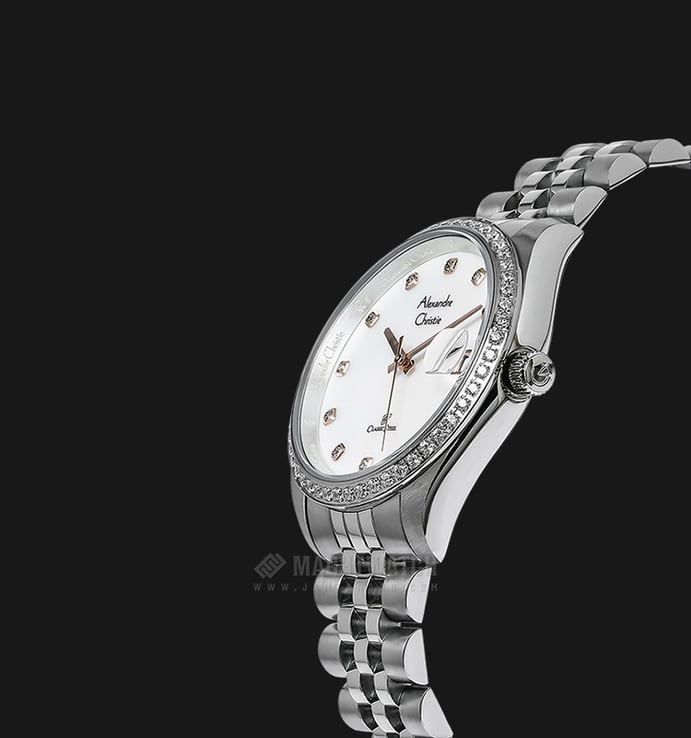 Alexandre Christie AC 5008 BSSMS Couple White Mother of Pearl Dial Stainless Steel Strap