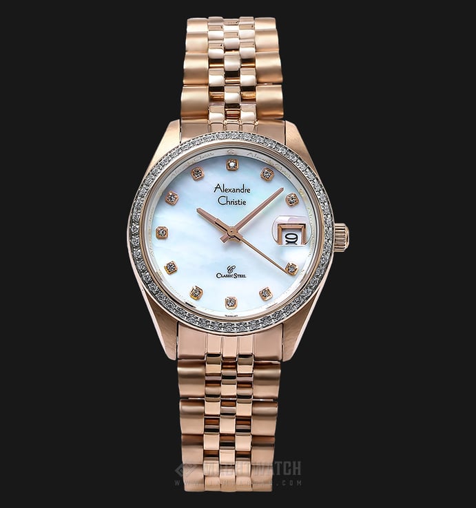 Alexandre Christie AC 5008 LD BRGMS Ladies Mother of Pearl Dial Stainless Steel
