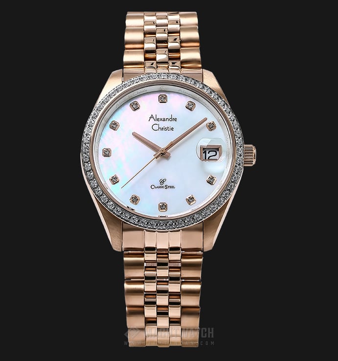 Alexandre Christie Classic Steel AC 5008 MD BRGMS Man Mother of Pearl Dial Stainless Steel Strap