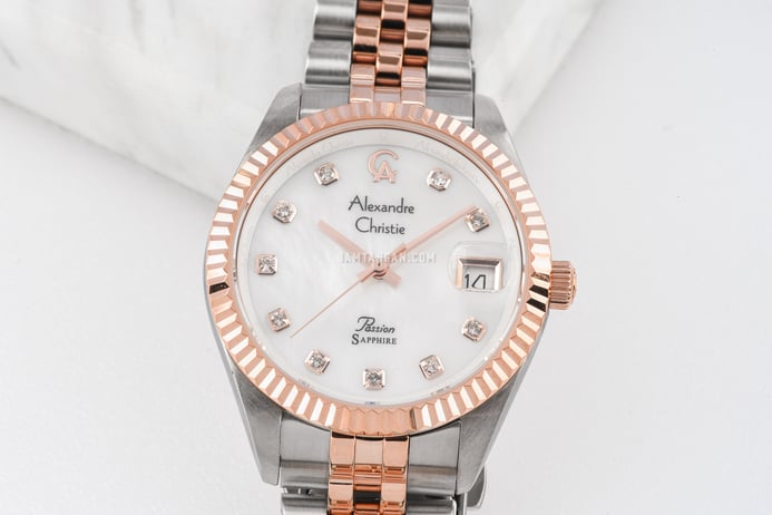 Alexandre Christie Passion AC 5013 LD BTRMS V2 Ladies MOP Dial Dual Tone Stainless Steel Strap
