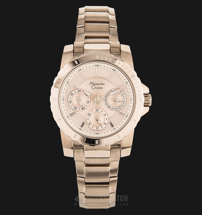 Alexandre Christie Multifunction AC 6141 BF BCGCN Ladies Beige Dial Stainless Steel Strap