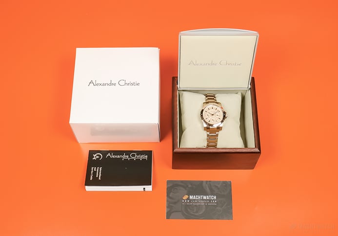 Alexandre Christie Multifunction AC 6141 BF BCGCN Ladies Beige Dial Stainless Steel Strap