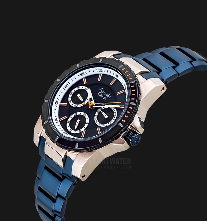 Alexandre Christie Multifunction AC 6141 BF BCUBU Ladies Blue Dial Blue Stainless Steel Strap