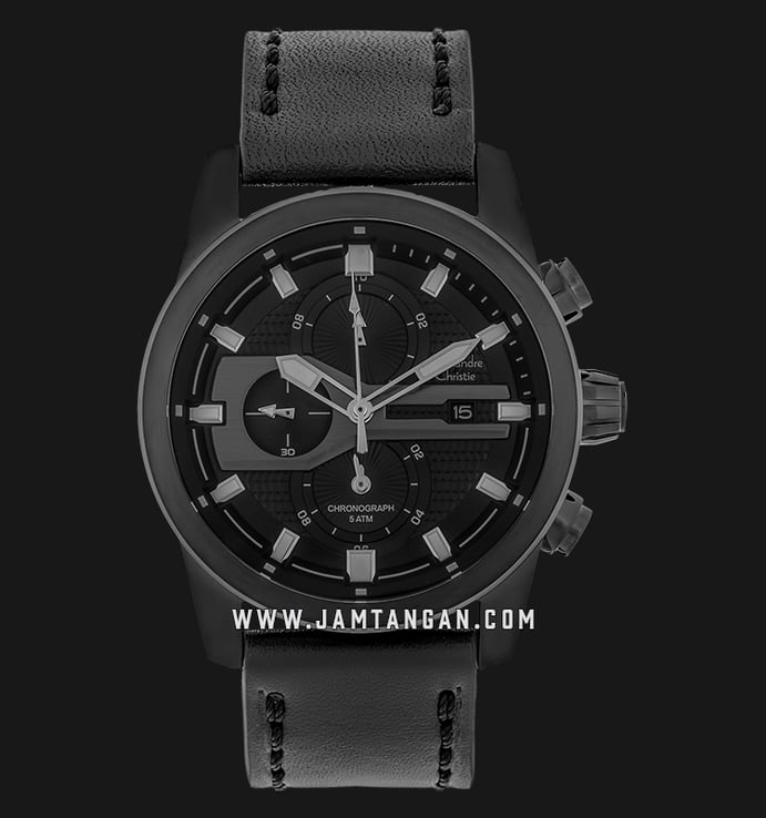 Alexandre Christie AC 6270 MC LIPBA Man Chronograph Black Pattern Dial Leather Strap