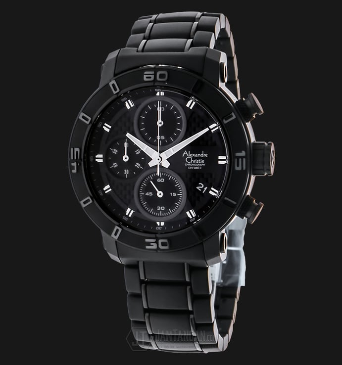 Alexandre Christie Chronograph AC 6292 MC BIPBA Black Dial Stainless Steel With Ceramic Strap