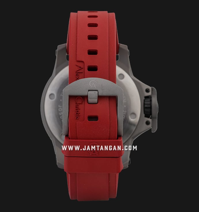Alexandre Christie Automatic AC 6295 MT RTPBARE Skeleton Dial Red Rubber Strap