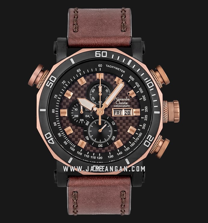 Alexandre Christie AC 6308 MC LBRBO Man Sport Brown Dial Brown Leather Strap