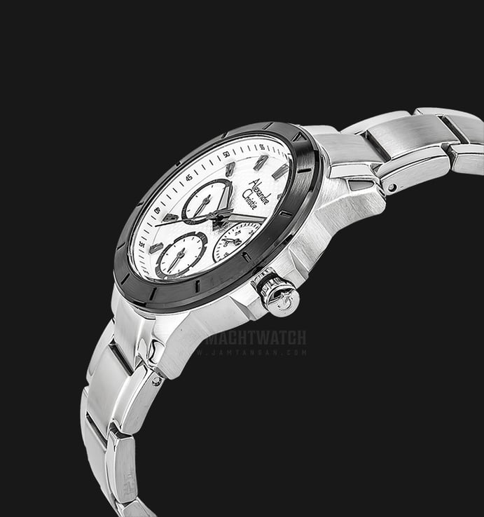 Alexandre Christie AC 6388 BF BTBSL Ladies White Pattern Dial Stainless Steel Strap