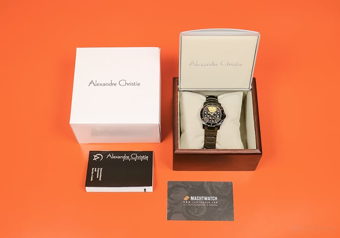 Alexandre Christie Multifunction AC 6455 BF BEPBAYL Ladies Black Dial Stainless Steel Strap