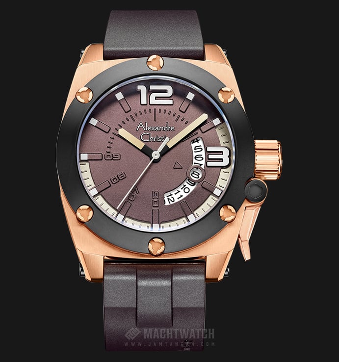 Alexandre Christie Signature AC 6456 MD RBRBO Man Brown Dial Brown Rubber Strap