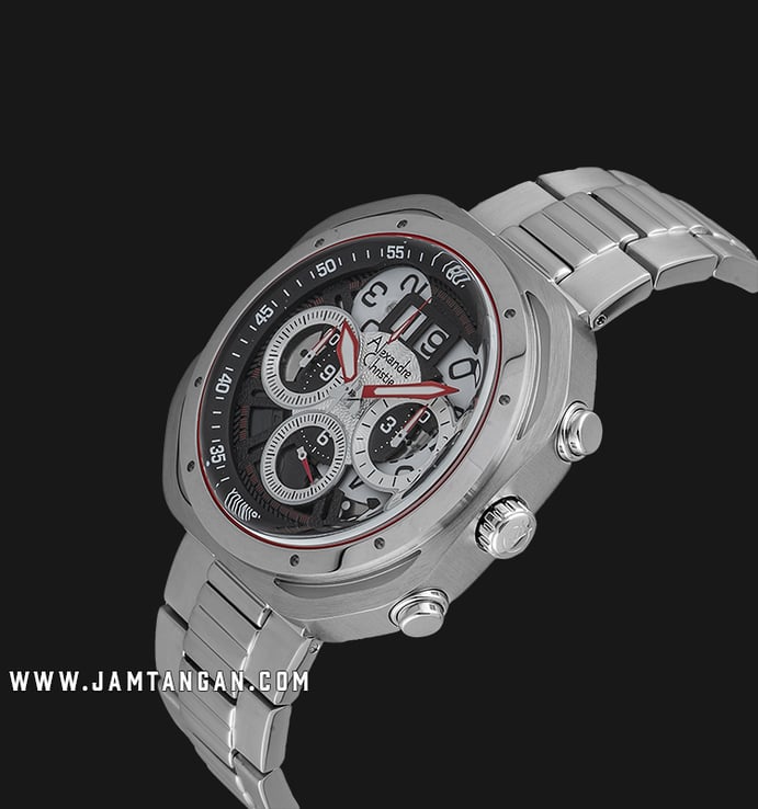 Alexandre Christie Chronograph AC 6468 MC BSSBA Younique Man Skeleton Dial Stainless Steel Strap