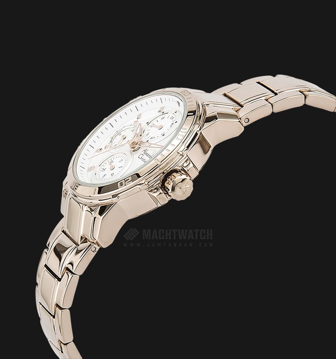Alexandre Christie AC 6473 BF BCGSL Ladies White Dial Rose Gold Stainless Steel Strap