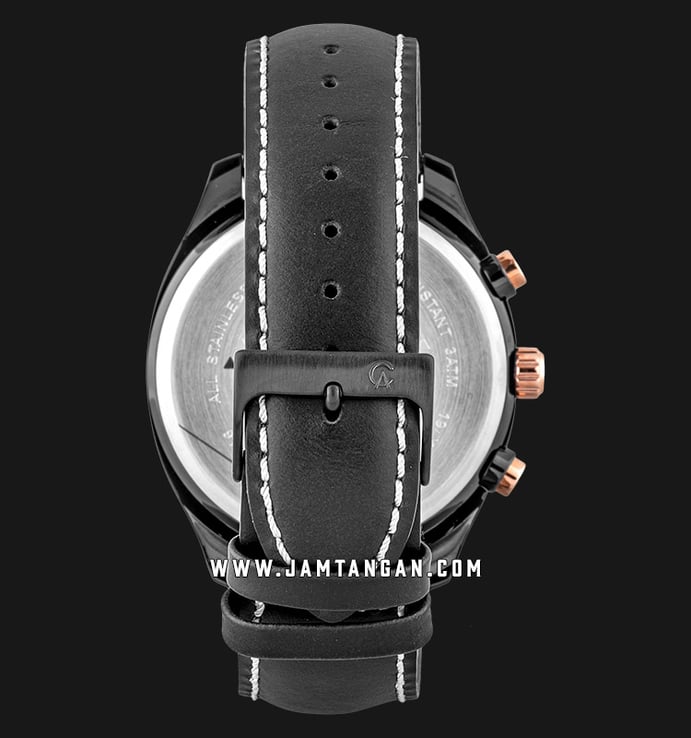 Alexandre Christie AC 6550 MC LIPBARG Nanoceram Chronograph Black Dial Black Leather Strap